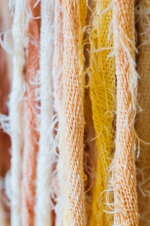 Detail of aged cotton threads in a traditional and rustic fabric