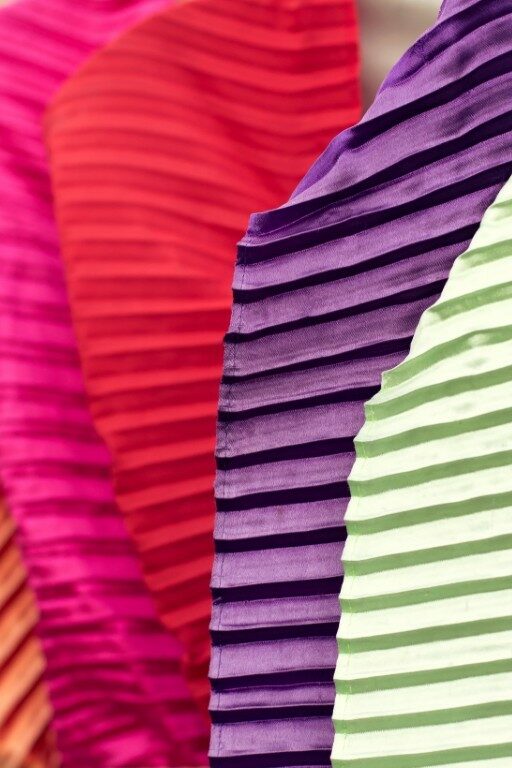 Close up of colorful Thai traditional woman clothing near Wat Ar